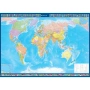 World-Настенная политическая карта мира с флагами стран, размер 143 х102см на рейках (отвесах)